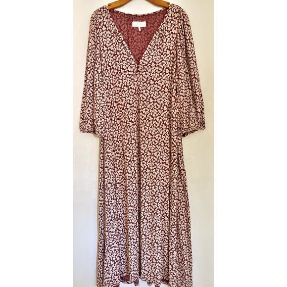 The Great Dress Sleep Size 2 (US M) Burgundy Floral Print V Neck Boho Relaxed - Picture 2 of 11
